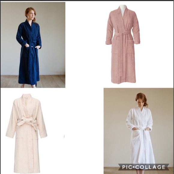 WHITE Pure Fiber PLEATED FRONT Terry Robe Size S/M - Picture 2 of 2